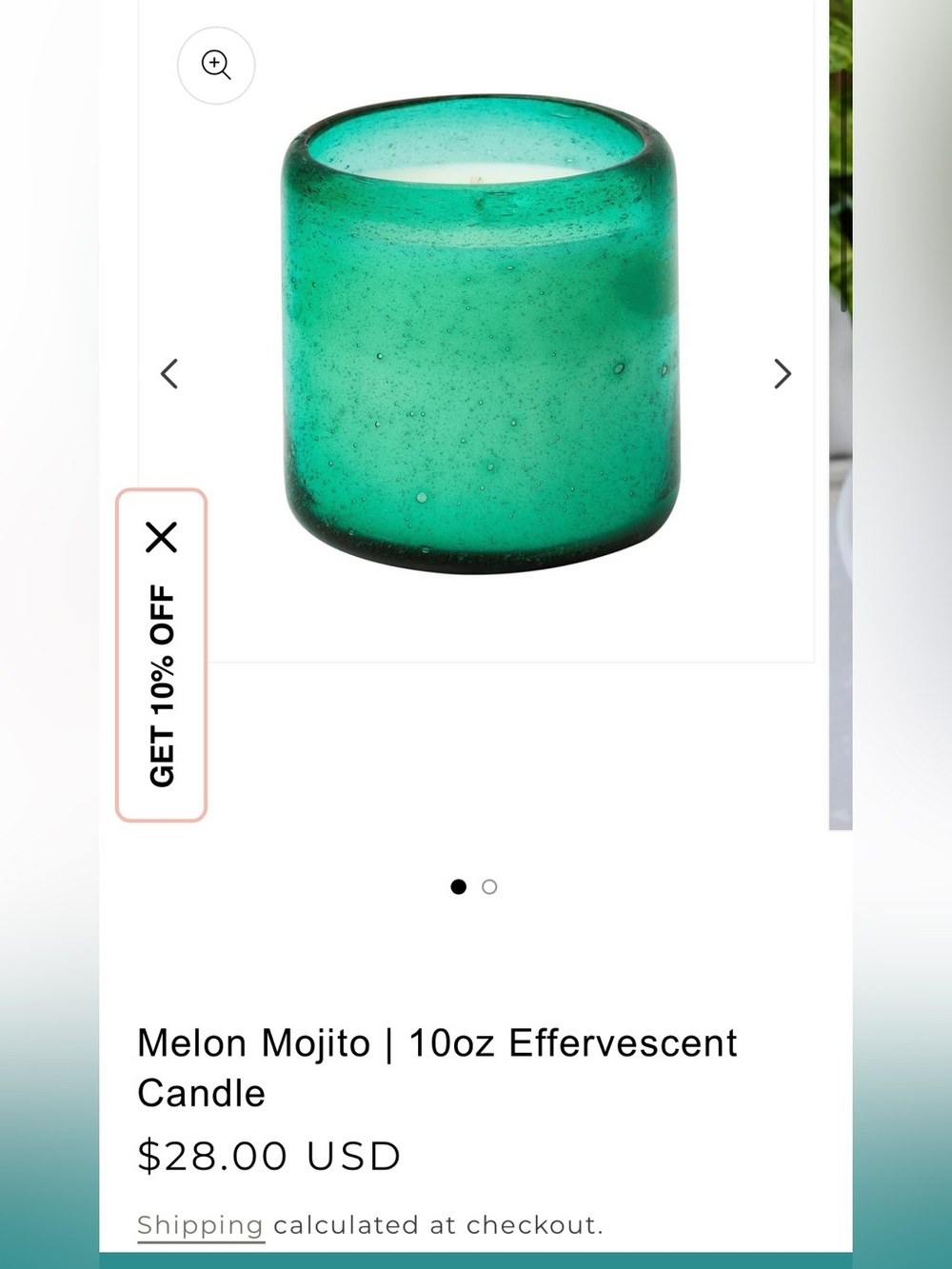 Melon Mojito 10oz Effervescent Candle - Green Glass Jar